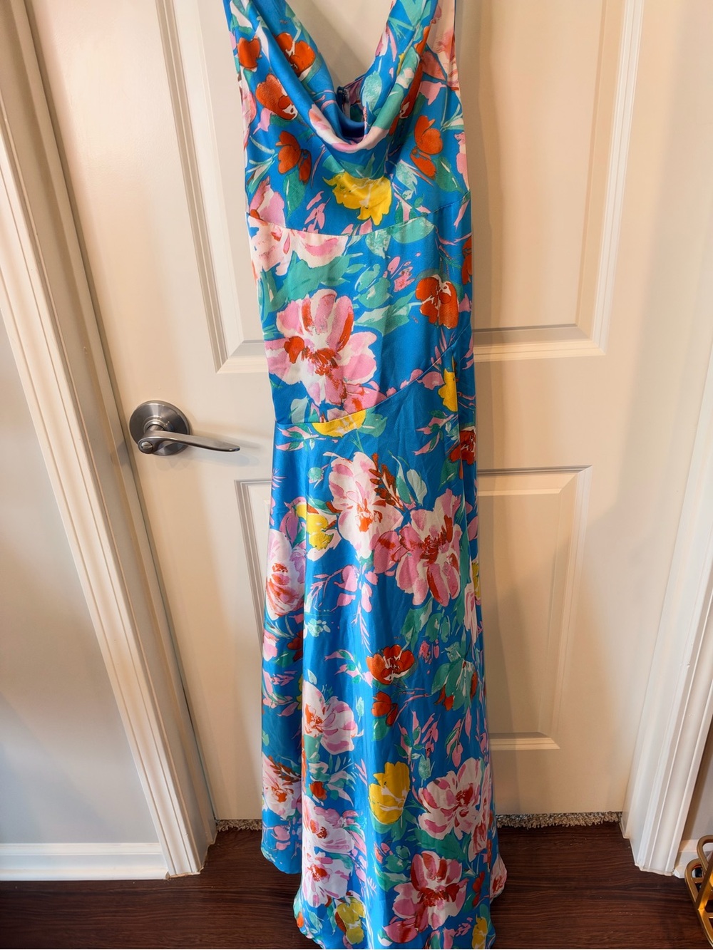 Fashion Nova Blue Tropical Floral Cowl Neck Maxi Dress - Picture 4 of 16